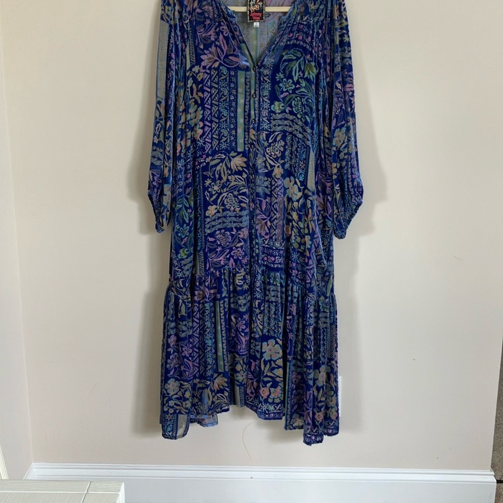 Johnny Was Floral Blue Midi Dress - Picture 2 of 15
